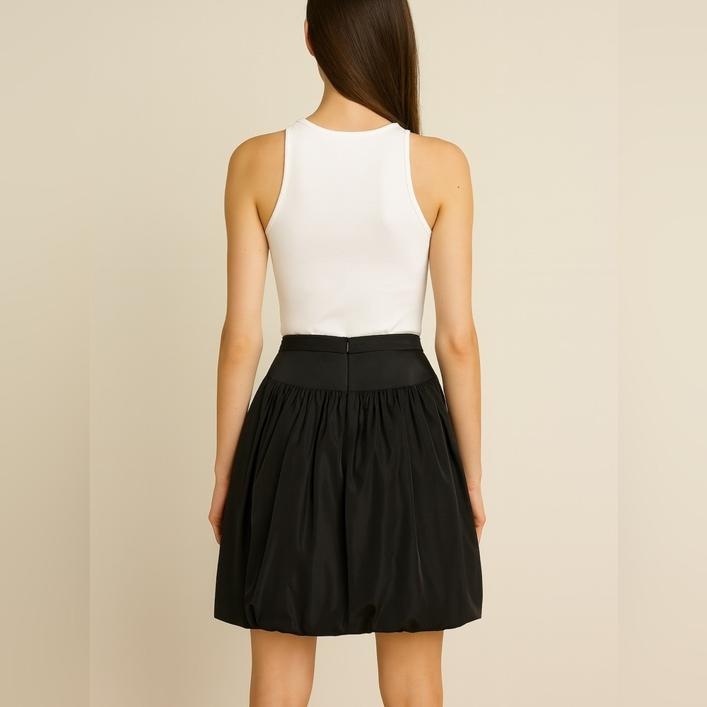 Balenciaga Black Silk Bubble Skirt w Pockets Zip Back Closure EU38 US 6 - Picture 3 of 10